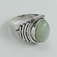 Solitaire Tribal Ring 925 Silver Natural Rainbow Moonstone E4