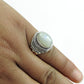 Solitaire Tribal Ring 925 Silver Natural Rainbow Moonstone E4