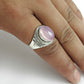 Natural Rose Quartz Statement Vintage Ring 925 Silver Z86