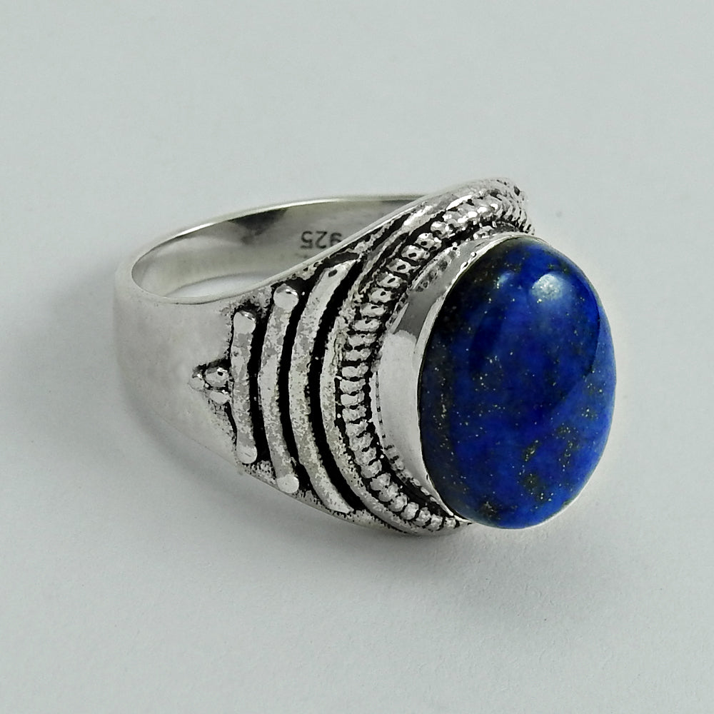 Natural Lapis Lazuli Statement Boho Ring 925 Silver For Girls U23