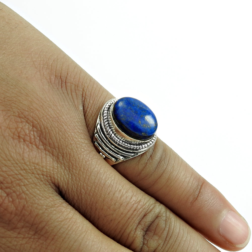 Natural Lapis Lazuli Statement Boho Ring 925 Silver For Girls U23