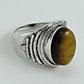 Natural Tiger Eye Statement Tribal Ring 925 Silver For Women K4