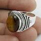 Natural Tiger Eye Statement Tribal Ring 925 Silver For Women K4