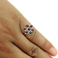 Natural Garnet Gemstone Statement Flower Ring 925 Sterling Silver T73