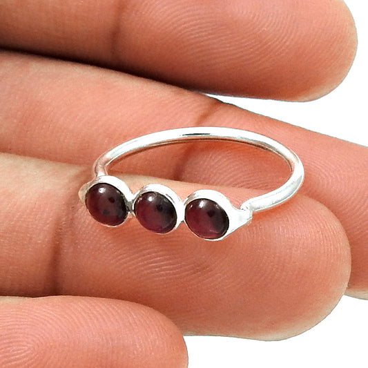 Ring 925 Sterling Silver Natural Red Garnet Stone Gift For Her Band K8