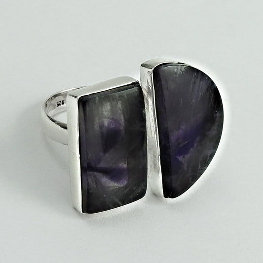 Natural Amethyst Gemstone Cocktail Tribal Purple Ring 925 Silver M10