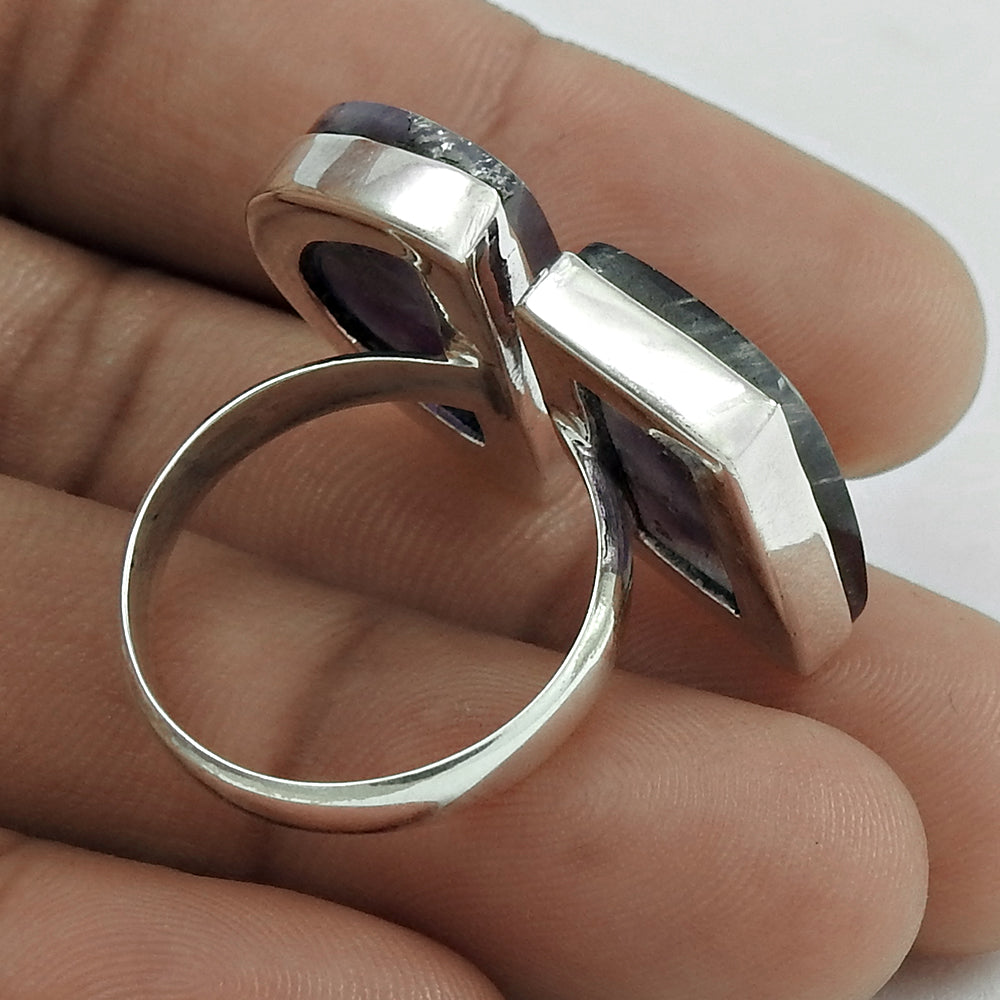 Natural Amethyst Gemstone Cocktail Tribal Purple Ring 925 Silver M10