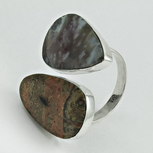 Gift For Her Natural Jasper Open Ring 925 Sterling Silver Jewelry EK1