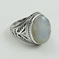 925 Silver Natural Rainbow Moonstone Solitaire Tribal Ring E5