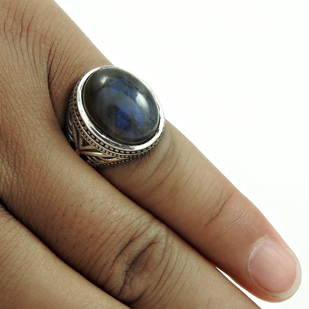 Gift For Woman 925 Silver Natural Labradorite Cocktail Trendy Ring F92