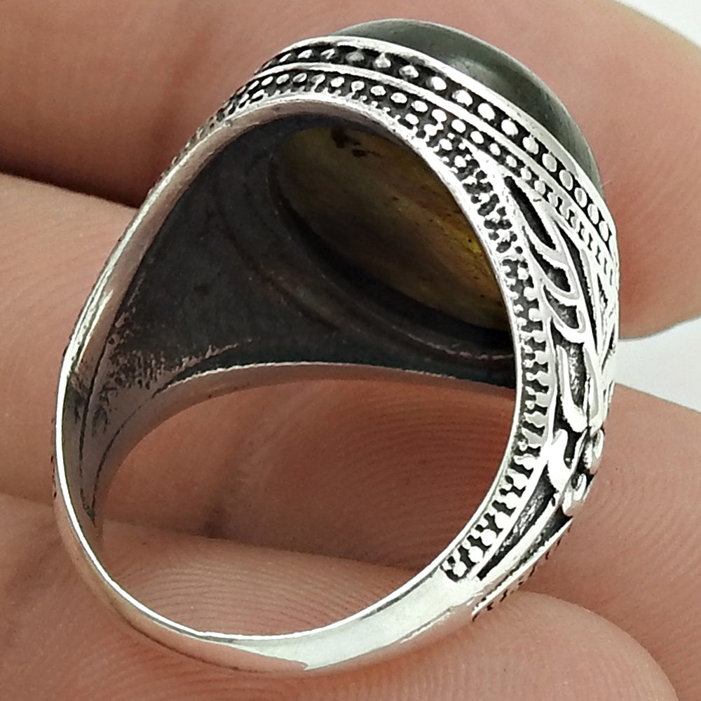 Gift For Woman 925 Silver Natural Labradorite Cocktail Trendy Ring F92