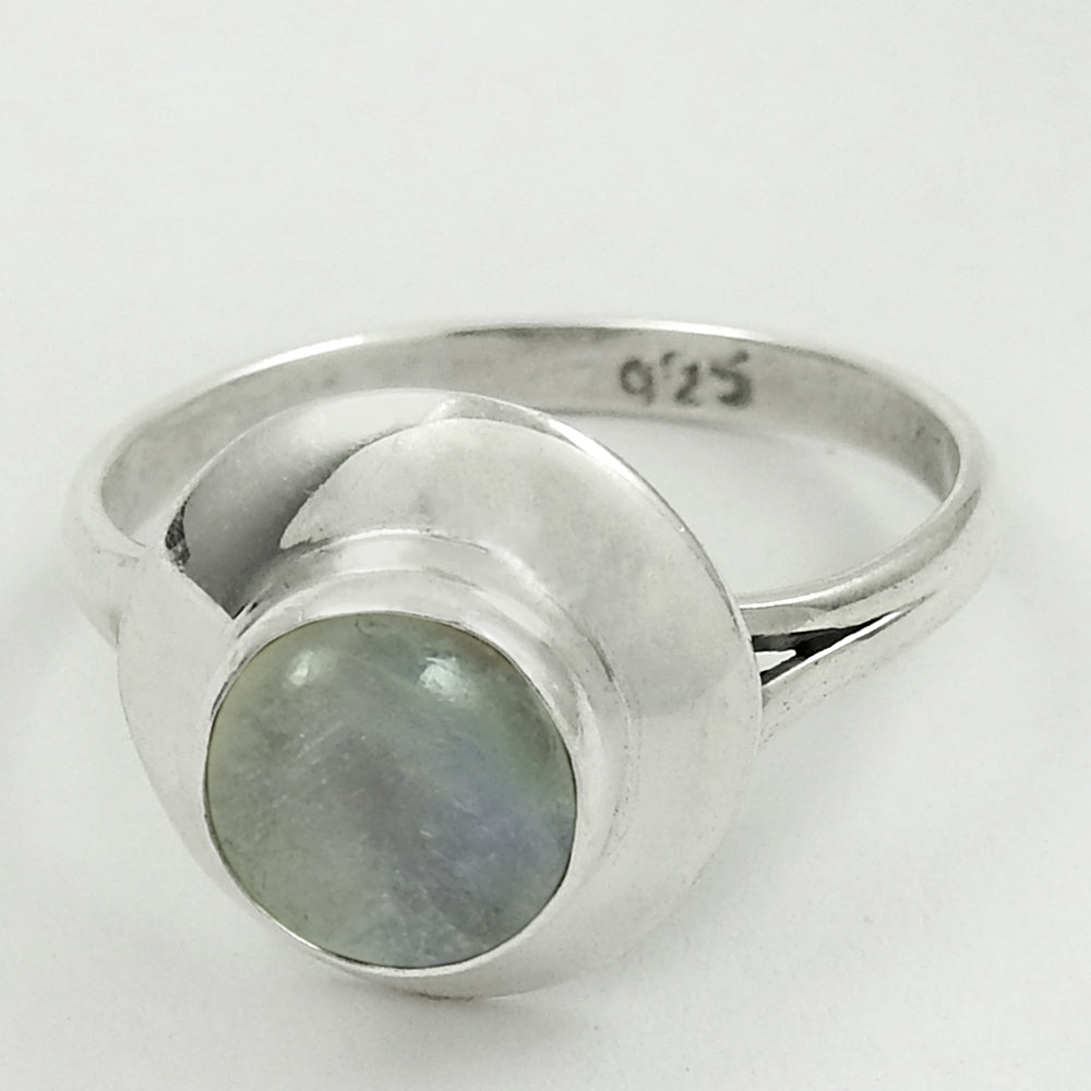 Gift For Her Statement Ring 925 Silver Natural Rainbow Moonstone T6