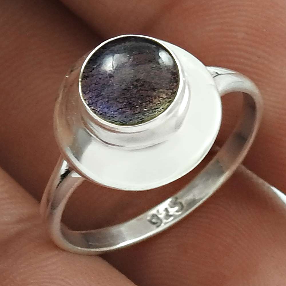 Natural Labradorite Gemstone Ring 925 Silver Wholesale Jewelry X4