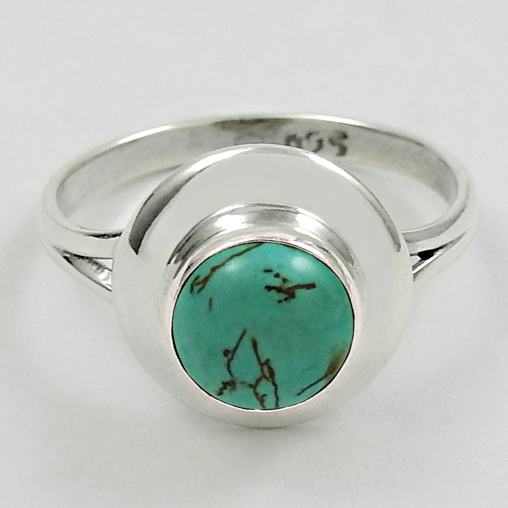 Natural Turquoise Gemstone 925 Sterling Silver Cocktail Ring For Girls Z6