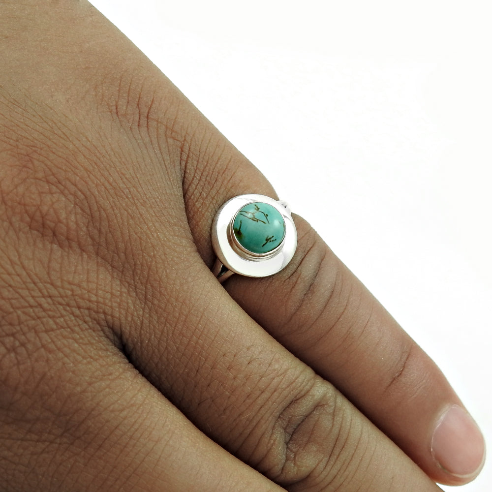 Natural Turquoise Gemstone 925 Sterling Silver Cocktail Ring For Girls Z6