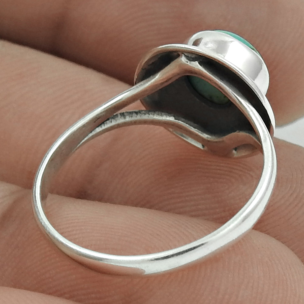 Natural Turquoise Gemstone 925 Sterling Silver Cocktail Ring For Girls Z6