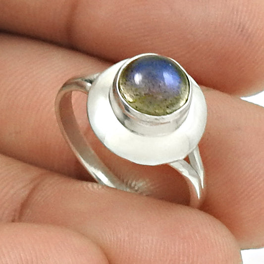 Natural Labradorite Gemstone Ring 925 Silver Wholesale Jewelry X4