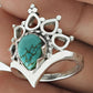 Throat Chakra Natural Turquoise 925 Sterling Silver Cocktail Crown Ring