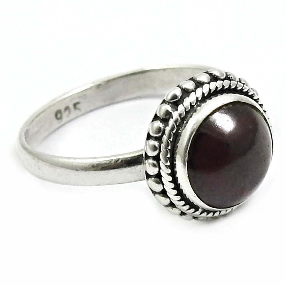 Natural Garnet Trendy Statement Ethnic Root Chakra Ring Sterling Silver
