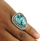 Gift For Her Natural Turquoise Cocktail Artisan Look Ring 925 Silver G47
