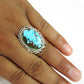 Natural Turquoise 925 Silver Band Artisan Look Ring For Women U47
