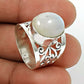 Natural Rainbow Moonstone Gemstone Band Ring 925 Silver For Girls O7