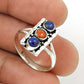 Gift For Her 925 Sterling Silver Natural Coral Lapis Lazuli Gemstone Ring