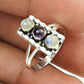 Natural Amethyst Rainbow Moonstone Cocktail Ring 925 Sterling Silver A19