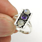 Natural Amethyst Rainbow Moonstone Cocktail Ring 925 Sterling Silver A19