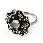 Natural Rose Quartz Statement Flower Ring 925 Oxidized Silver Jewelry U5
