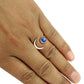 Natural Lapis Lazuli Gemstone 925 Silver Cocktail Open Ring For Girls T75