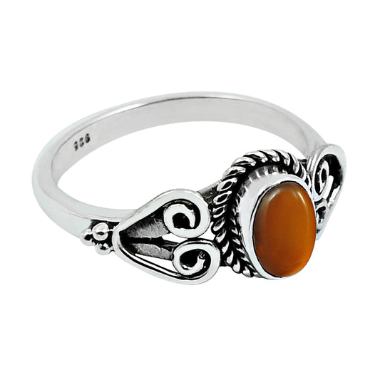 Gift For Woman 925 Silver Natural Carnelian Cocktail Bohemian Ring P11