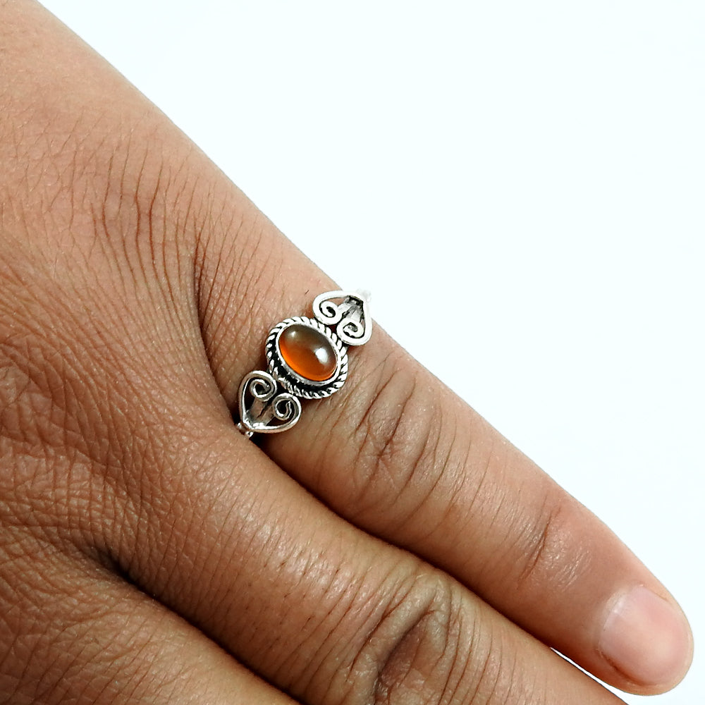 Gift For Woman 925 Silver Natural Carnelian Cocktail Bohemian Ring P11