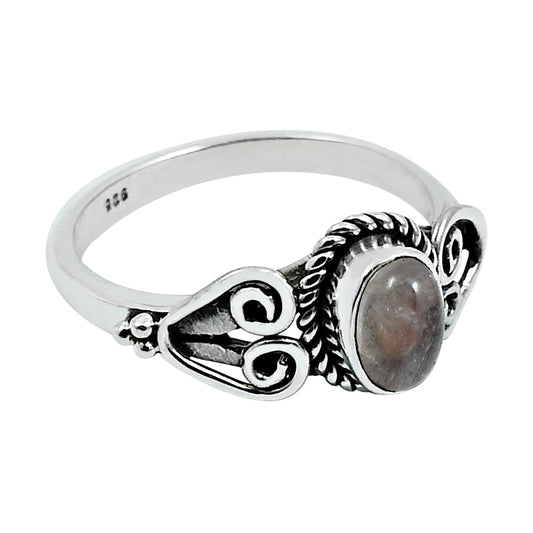 Gift For Woman Natural Rose Quartz Cocktail Tribal Ring 925 Silver Q3