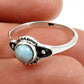 Natural Larimar Gemstone Statement Vintage Ring 925 Silver For Girls U11