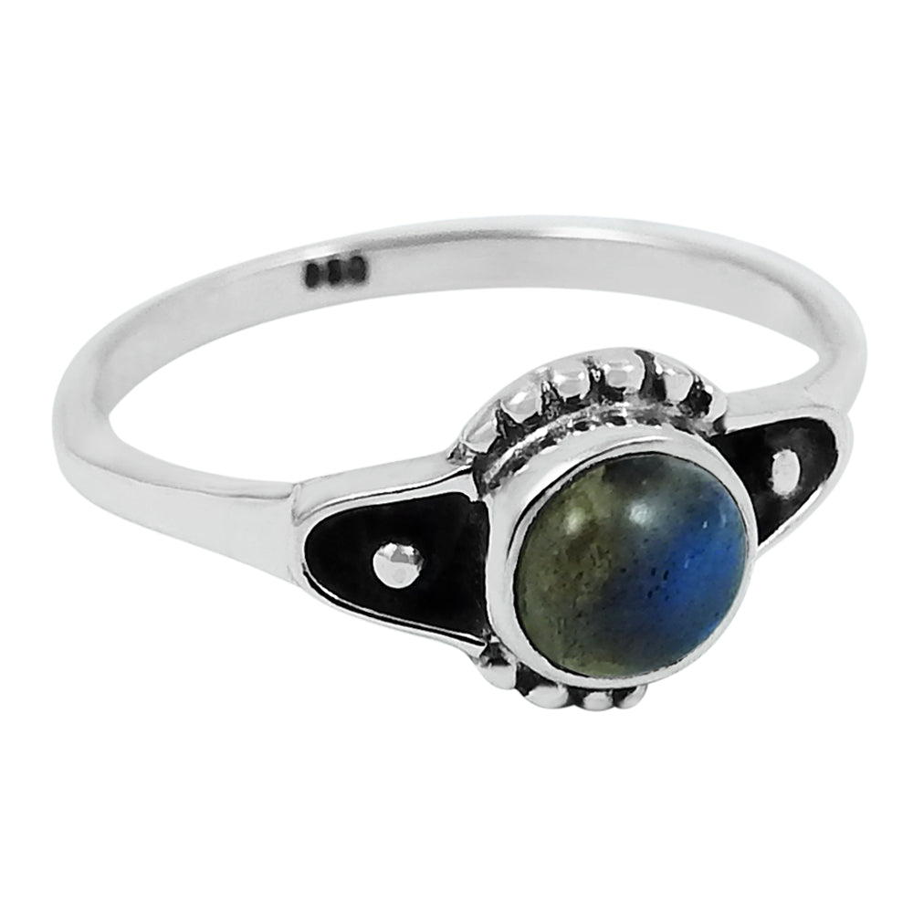 Gift For Woman Solitaire Vintage Ring 925 Silver Natural Labradorite Y11