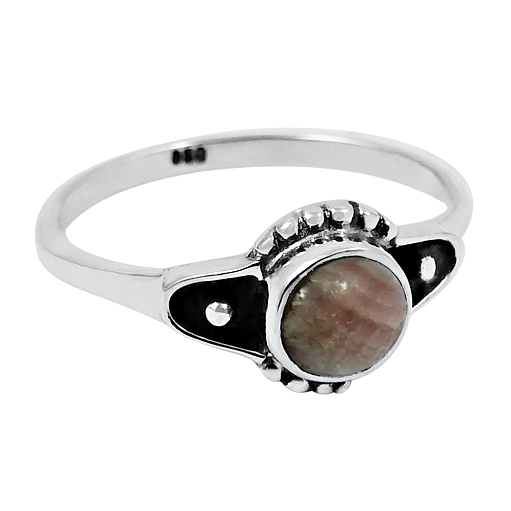 Natural Rhodochrosite 925 Silver Cocktail Tribal Ring For Girls M12