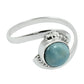 Natural Larimar Gemstone 925 Silver Statement Ring Gift For Girls R2