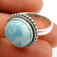 Gift For Woman 925 Silver Natural Larimar Solitaire Vintage Ring X48