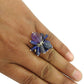 Amethyst Iolite Lapis Kyanite Gemstone Beaded Ring 925 Silver Jewelry D91