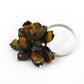 Natural Tiger Eye Gemstone Beaded Brown Ring 925 Sterling Silver M8