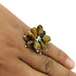 Natural Tiger Eye Gemstone Beaded Brown Ring 925 Sterling Silver M8