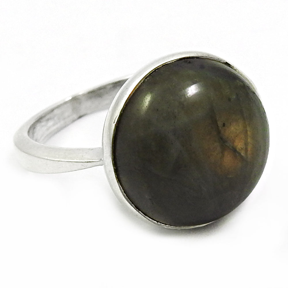 Natural Labradorite Gemstone Cocktail Gray Ring 925 Sterling Silver T11