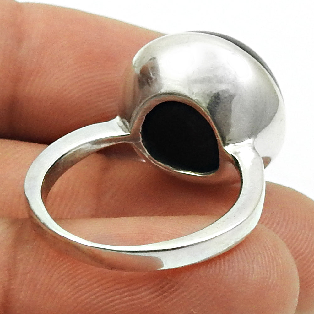 Natural Labradorite Gemstone Cocktail Gray Ring 925 Sterling Silver T11