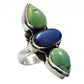 Solid 925 Silver Natural Lapis Lazuli Turquoise Coral Trendy Boho Ring