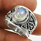 Natural Rainbow Moonstone Ring 925 Sterling Silver Gift For Her Band Z2