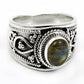 Natural Labradorite 925 Silver Solitaire Boho Ring For Girls Q4