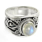 Natural Rainbow Moonstone Ring 925 Sterling Silver Gift For Her Band Z2