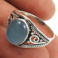 Gift For Her Natural Chalcedony Solitaire Tribal Ring 925 Silver T11