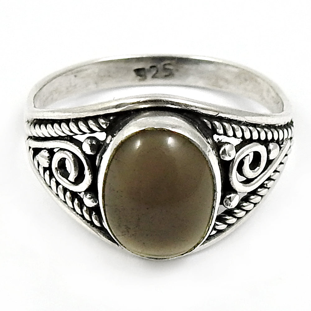 Natural Smoky Quartz Gemstone 925 Silver Cocktail Ring For Girls X12